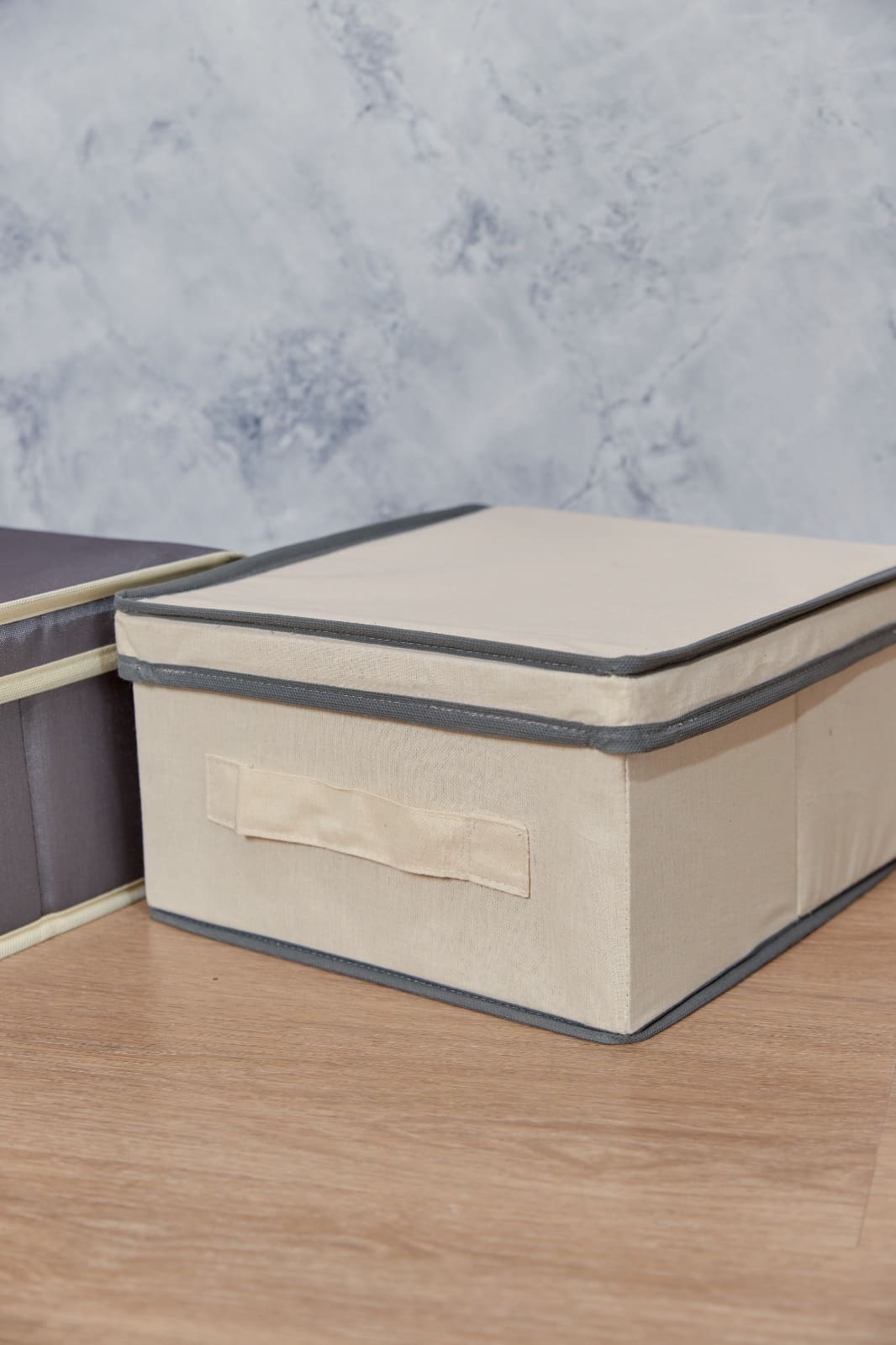Maison Exclusive Cajas de almacenaje con tapas 4 uds tela gris 32x32x32 cm